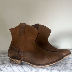 Ankle Brown Leather & Suede Cowgirl Boots// Size 10.5//11